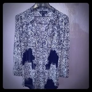 XL Blk and White See through Blouse